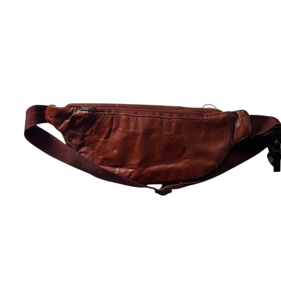 Vintage 90s Korus Men's Brown Leather Waist Bag Hip Fanny Pack MINTY - Picture 4 of 8